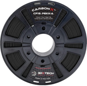 CF15 PEKK-A (Carbon Fiber Reinforced PEKK) 1.75mm 750g filament spool.